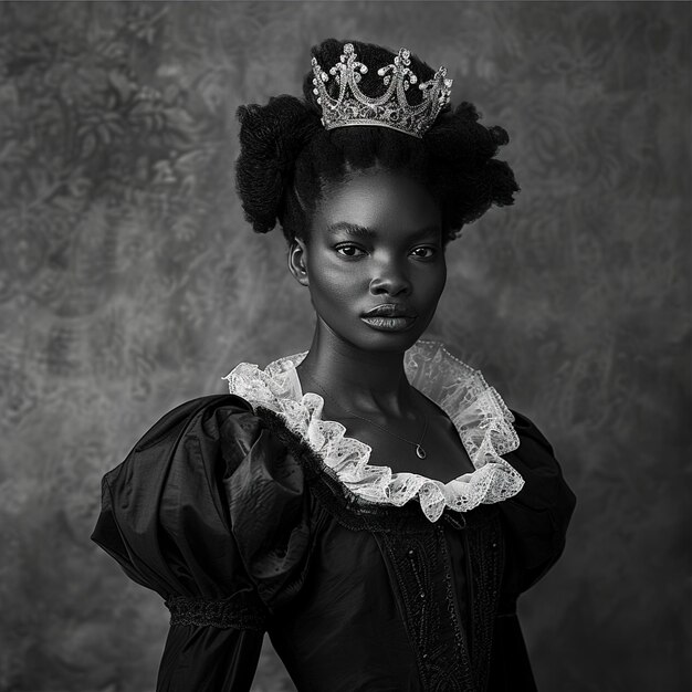 Photo a woman wearing a crown and a crown is wearing a crown