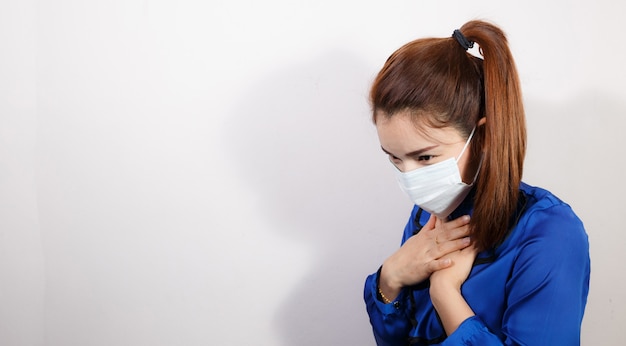 Woman wearing face mask protect filter pm2.5 anti pollution