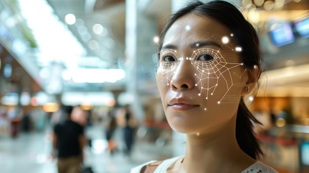 Photo woman wearing face mask with dots