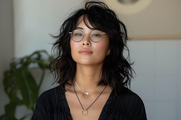 Woman Wearing Glasses and Black Shirt