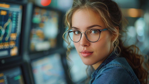 Woman Wearing Glasses Looking at Camera