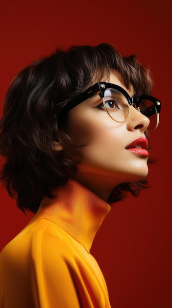 Woman wearing glasses short straight hair