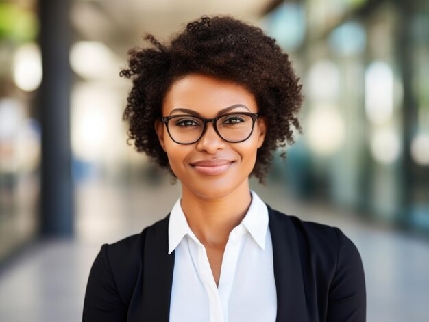 A woman wearing glasses and a white shirt