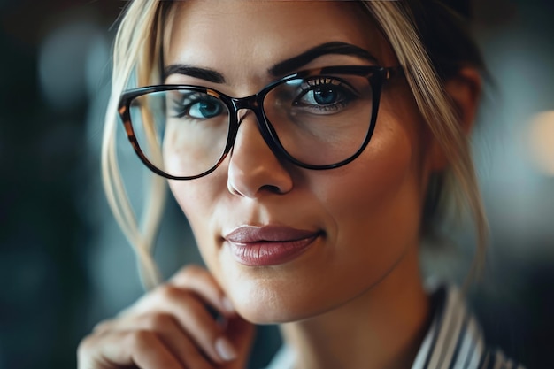 A Woman Wearing Glasses