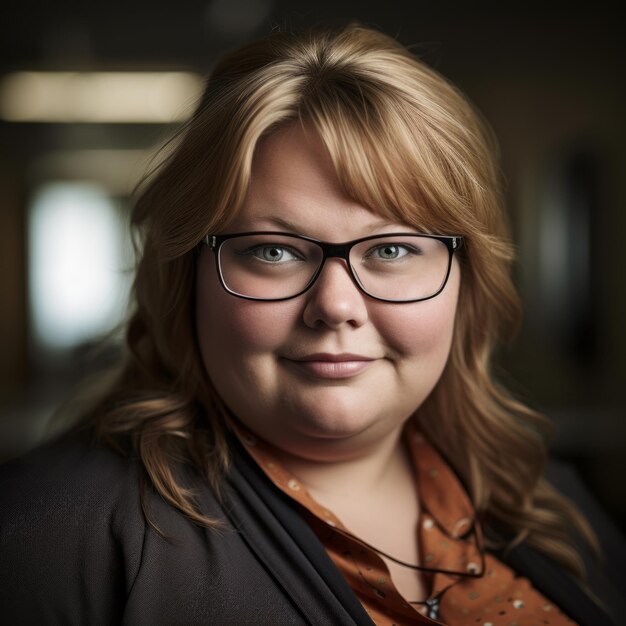 a woman wearing glasses