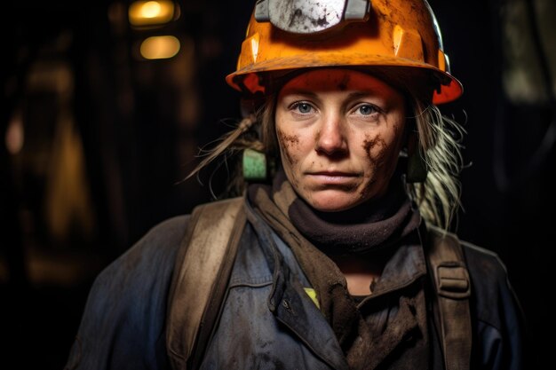 a woman wearing a hard hat