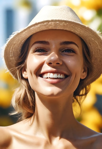 Foto una donna che indossa un cappello