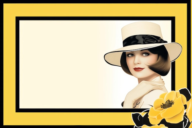 Photo a woman wearing a hat and a yellow frame