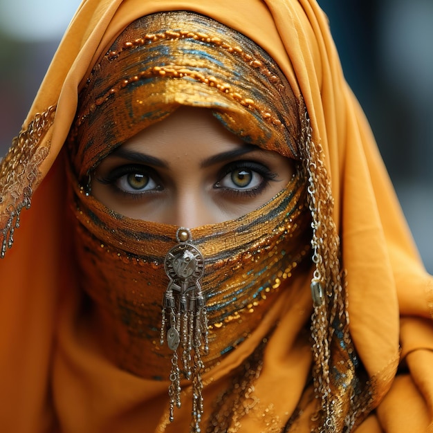 Photo a woman wearing a head covering