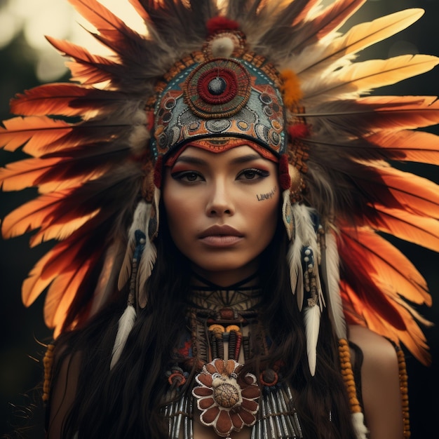 a woman wearing a headdress and garment