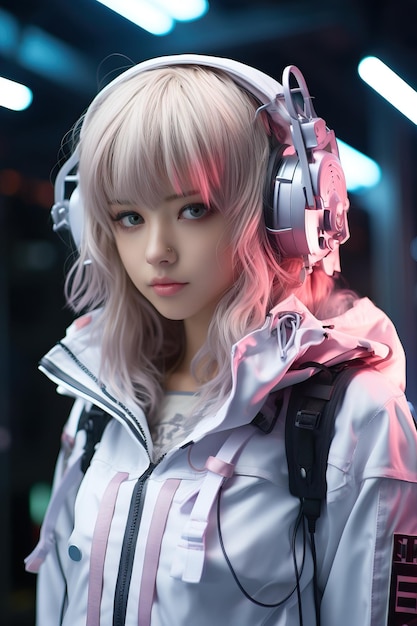 a woman wearing headphones