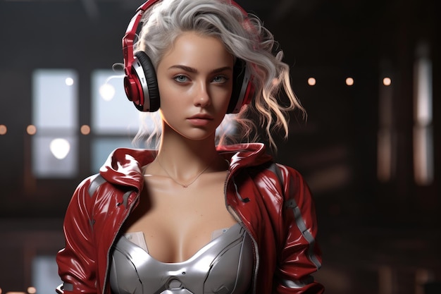 a woman wearing headphones