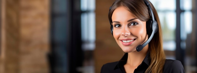 Woman wearing a headset with a