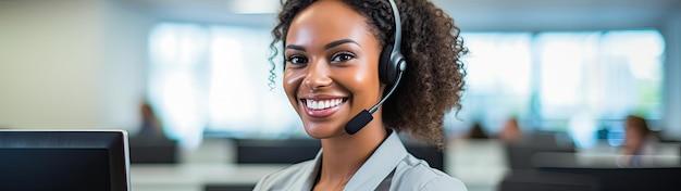 a woman wearing a headset