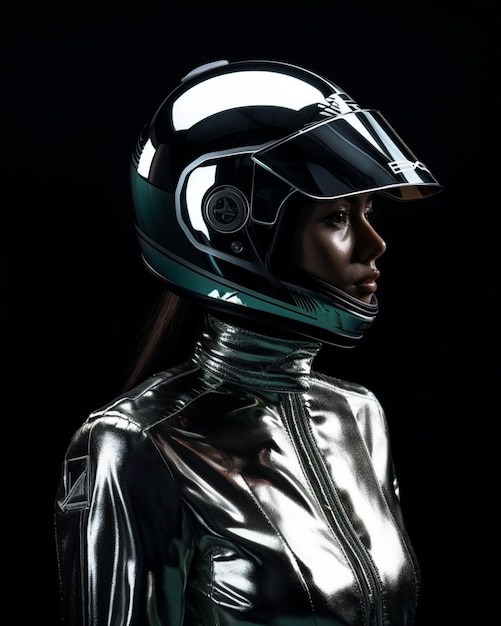 A woman wearing a helmet 3