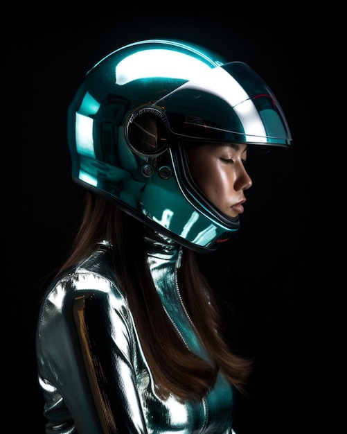 Foto una donna che indossa un casco pfp 1