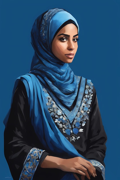 Woman Wearing Hijab Digital Painting Sample