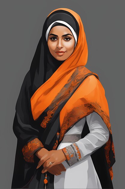 Woman Wearing Hijab Digital Painting Sample