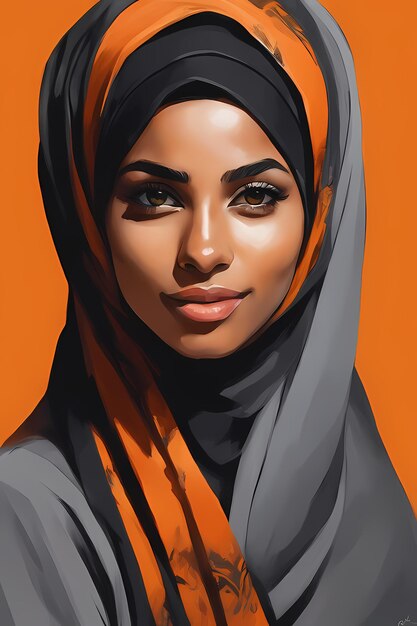 ヒジャブを着た女性のデジタルペイントサンプル