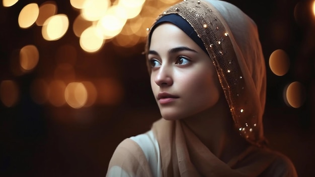 Женщина в хиджабе и шарфе