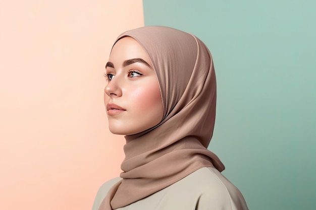 woman wearing hijab with copy space