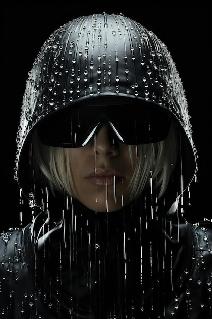 a woman wearing a hood and sunglasses