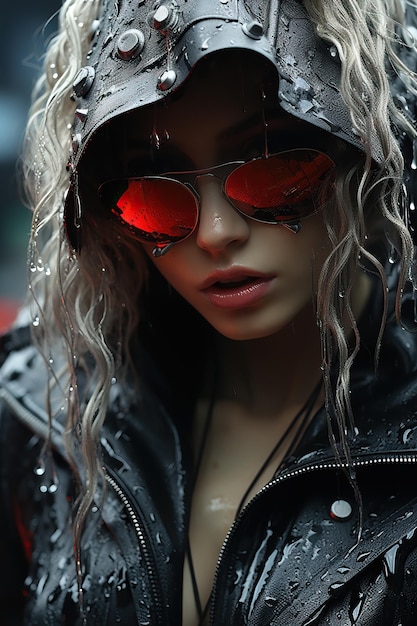 a woman wearing a hood and sunglasses