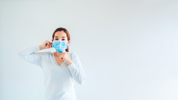 Woman wearing mask to avoid infectious diseases