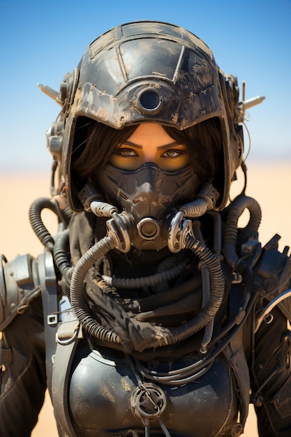 a woman wearing a mask and helmet