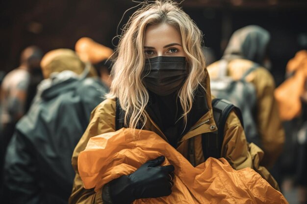 Photo a woman wearing a mask with a face mask on her face