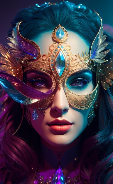 Foto una donna che indossa una maschera con sopra la parola mardi gras