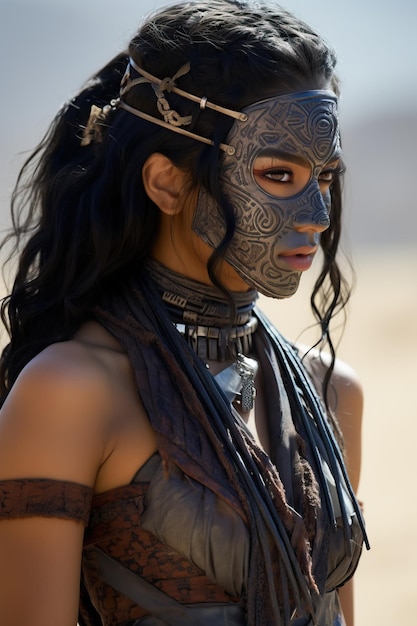 a woman wearing a mask