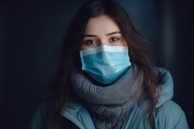 a woman wearing a medical mask