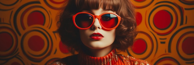 a woman wearing orange sunglasses