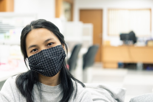 Woman wearing protective mask