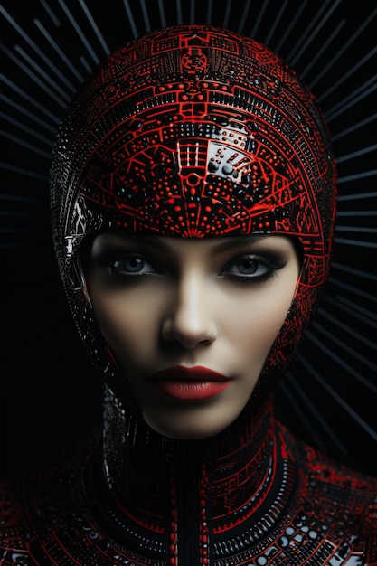 женщина в красно-черном шлеме