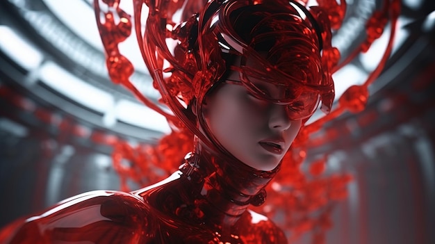 A woman wearing a red garment Generative AI Art