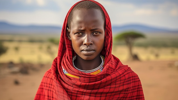 Photo a woman wearing a red head wrap