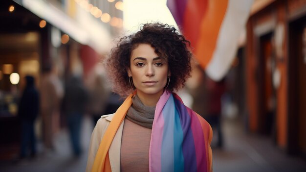 Woman Wearing Scarf Around Neck on a Cold Winter Day Women History Day