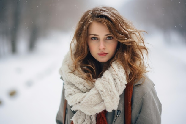 a woman wearing a scarf and a coat