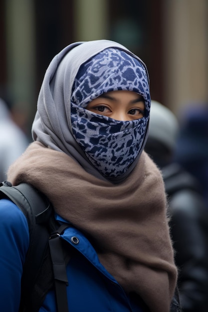 a woman wearing a scarf