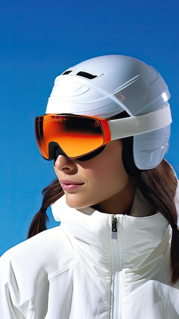 Woman wearing snow goggles glasses