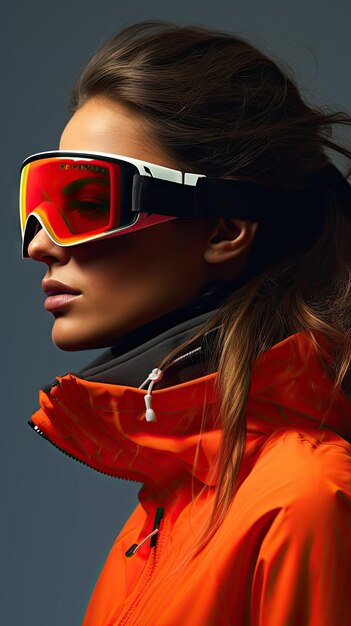 Woman wearing snow goggles glasses