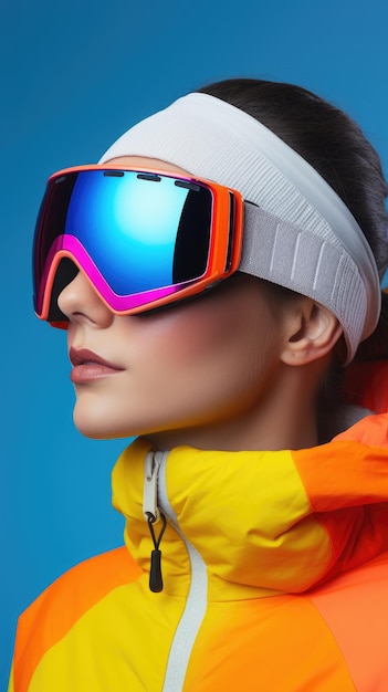 Woman wearing snow goggles glasses