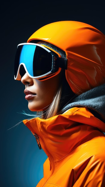 Woman wearing snow goggles glasses