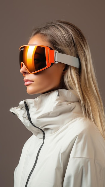 Woman wearing snow goggles glasses