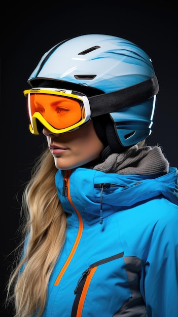 Woman wearing snow goggles glasses