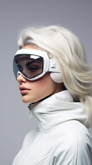 Woman wearing snow goggles glasses