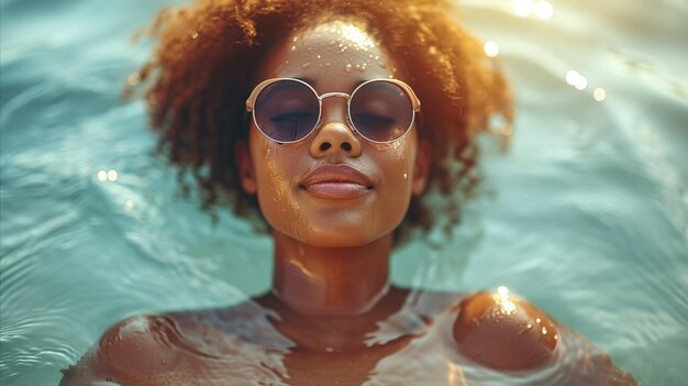 Woman Wearing Sunglasses in Pool of Water