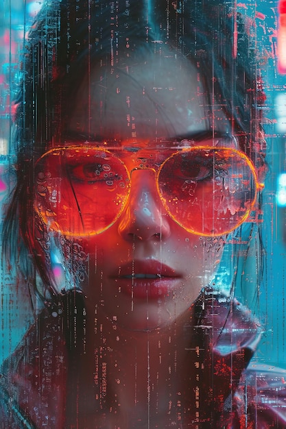 a woman wearing sunglasses and rain drops